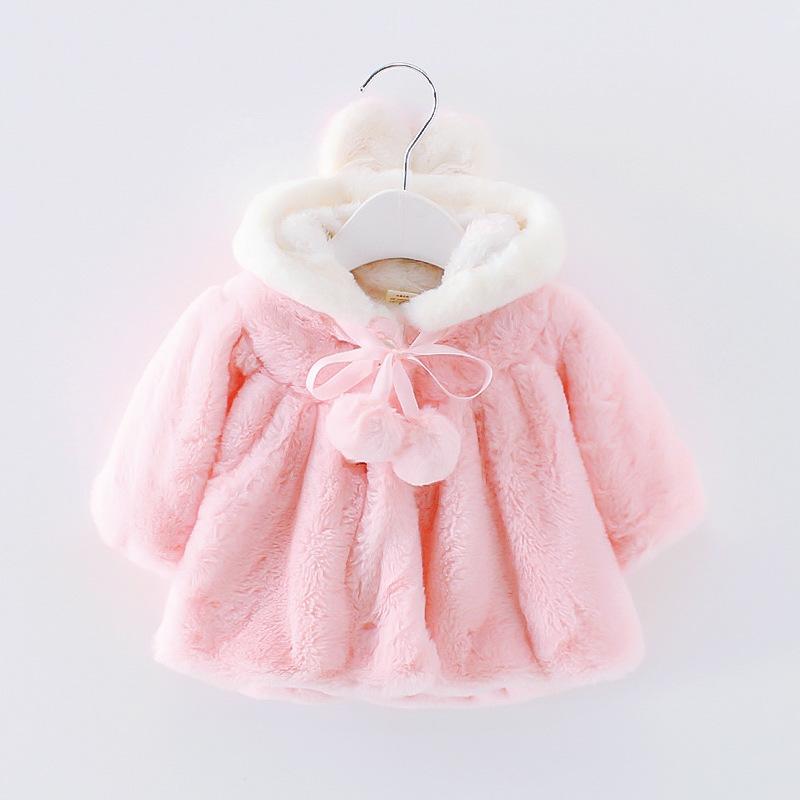 Basacomie Retail Children's Clothing Girls' Coat Warm Velvet Baby Girls Cloak Winter Warm Kids Outerwear Coats 2-9T - Click Image to Close